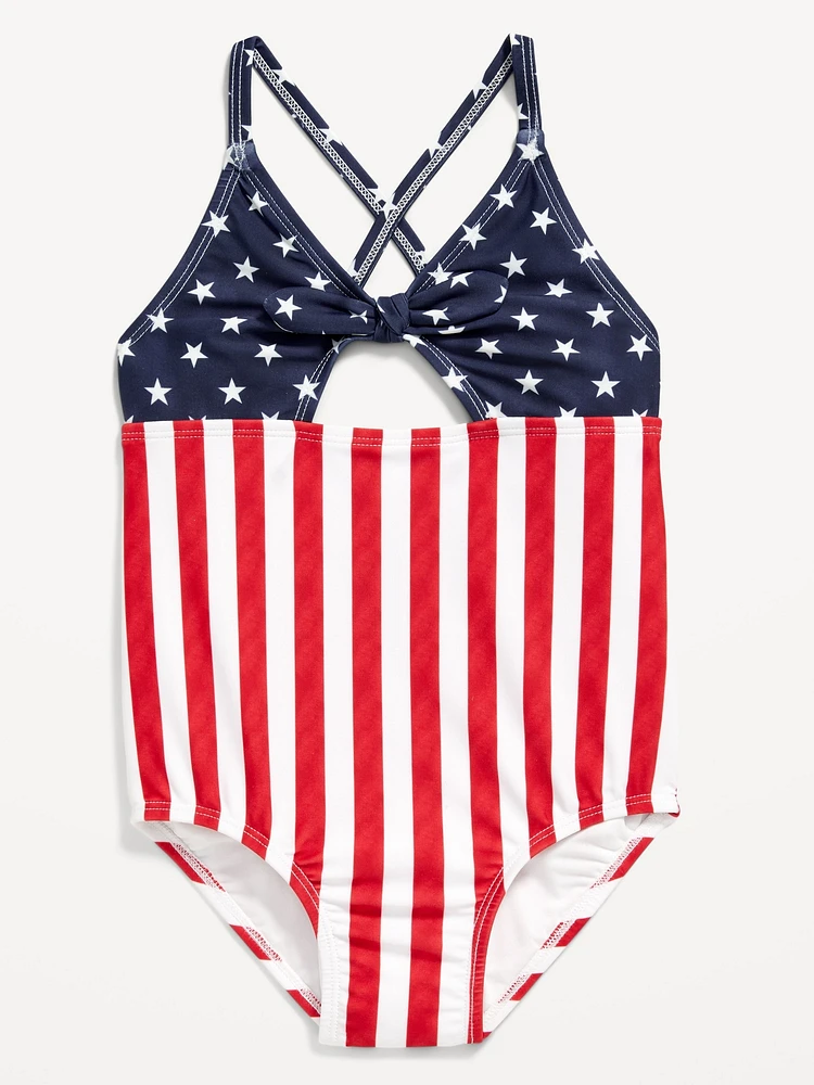 Printed Tie-Front One-Piece Swimsuit for Toddler & Baby