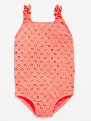 Eyelet Ruffle-Strap One-Piece Swimsuit for Toddler Girls