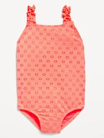 Eyelet Ruffle-Strap One-Piece Swimsuit for Toddler Girls