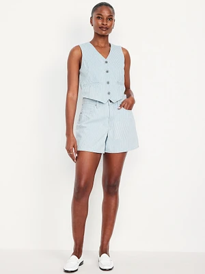 Curvy High-Waisted Baggy Jean Shorts -- 5-inch inseam