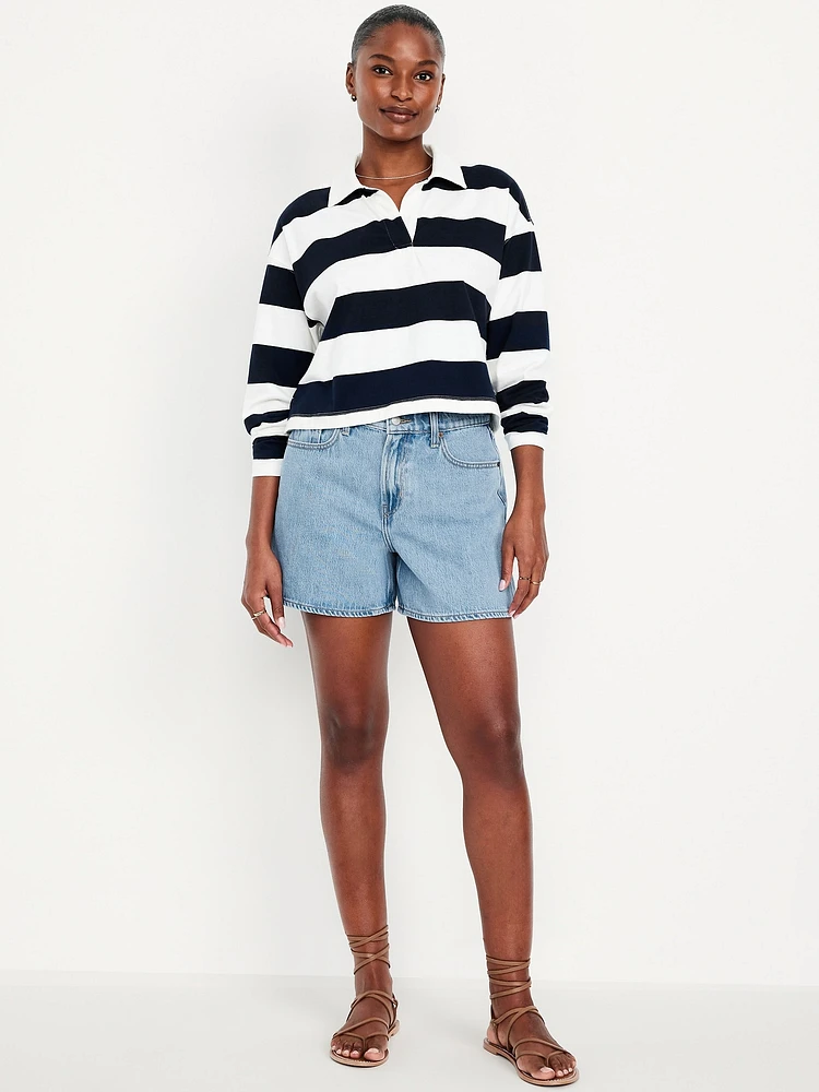 Curvy High-Waisted Baggy Jean Shorts - 5-inch inseam