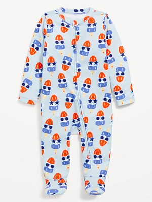 Printed 2-Way-Zip Sleep & Play Footed One-Piece for Baby