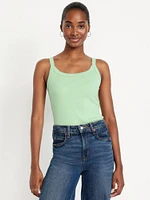 90s Ribbed Lace-Trim Tank