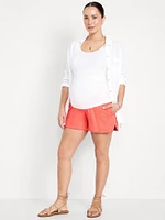 Maternity Foldover-Waist Pull-On Shorts - 4-inch inseam
