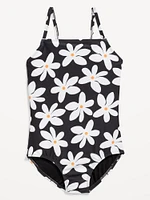 Printed Back Cutout One-Piece Swimsuit for Girls