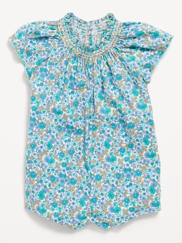 Printed Flutter-Sleeve One-Piece Romper for Baby