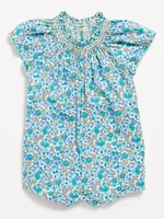Printed Flutter-Sleeve One-Piece Romper for Baby