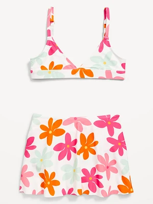 Printed Swim Top and Skirt Set for Girls