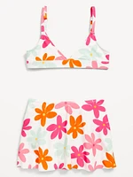 Printed Swim Top and Skirt Set for Girls