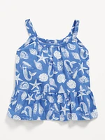 Printed Cami Peplum Top for Toddler Girls