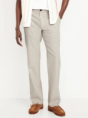 90s Straight Linen-Blend Chino Pants
