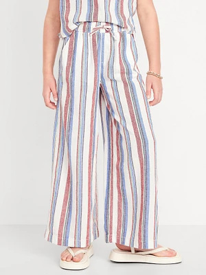 Printed High-Waisted Linen-Blend Wide-Leg Pants for Girls
