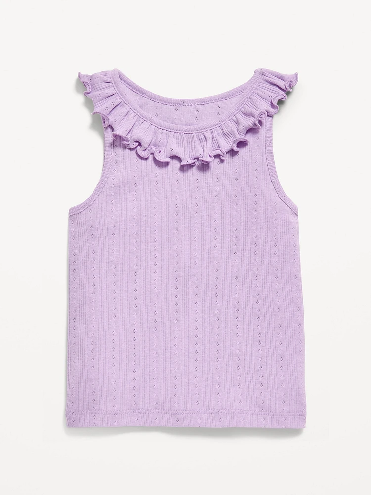 Fitted Ruffle-Neck Tank Top for Toddler Girls