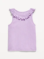 Fitted Ruffle-Neck Tank Top for Toddler Girls