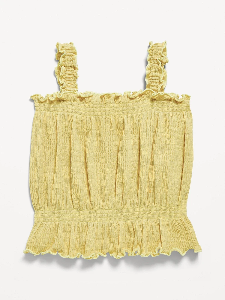 Sleeveless Crinkle Jacquard Peplum Tank Top for Toddler Girls
