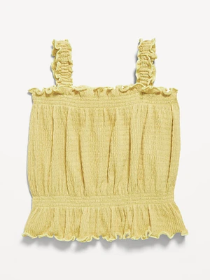 Sleeveless Crinkle Jacquard Peplum Tank Top for Toddler Girls