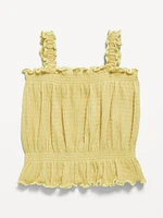 Sleeveless Crinkle Jacquard Peplum Tank Top for Toddler Girls