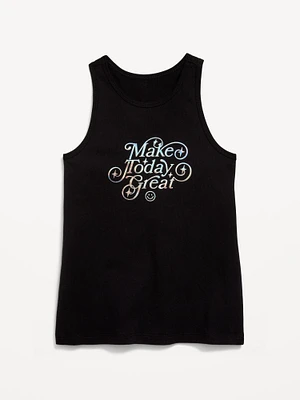 Fitted Graphic Back-Cutout Tank Top for Girls