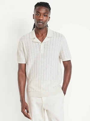 Short-Sleeve Pointelle-Knit Polo
