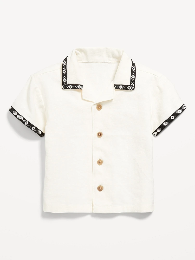Short-Sleeve Linen-Blend Shirt for Baby