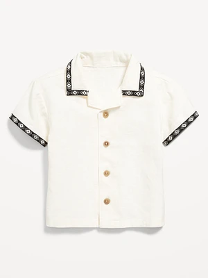 Short-Sleeve Linen-Blend Shirt for Baby