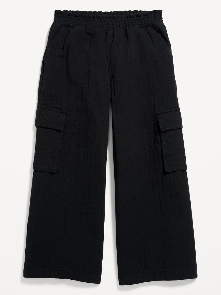 Double-Weave Wide-Leg Cargo Pants for Girls