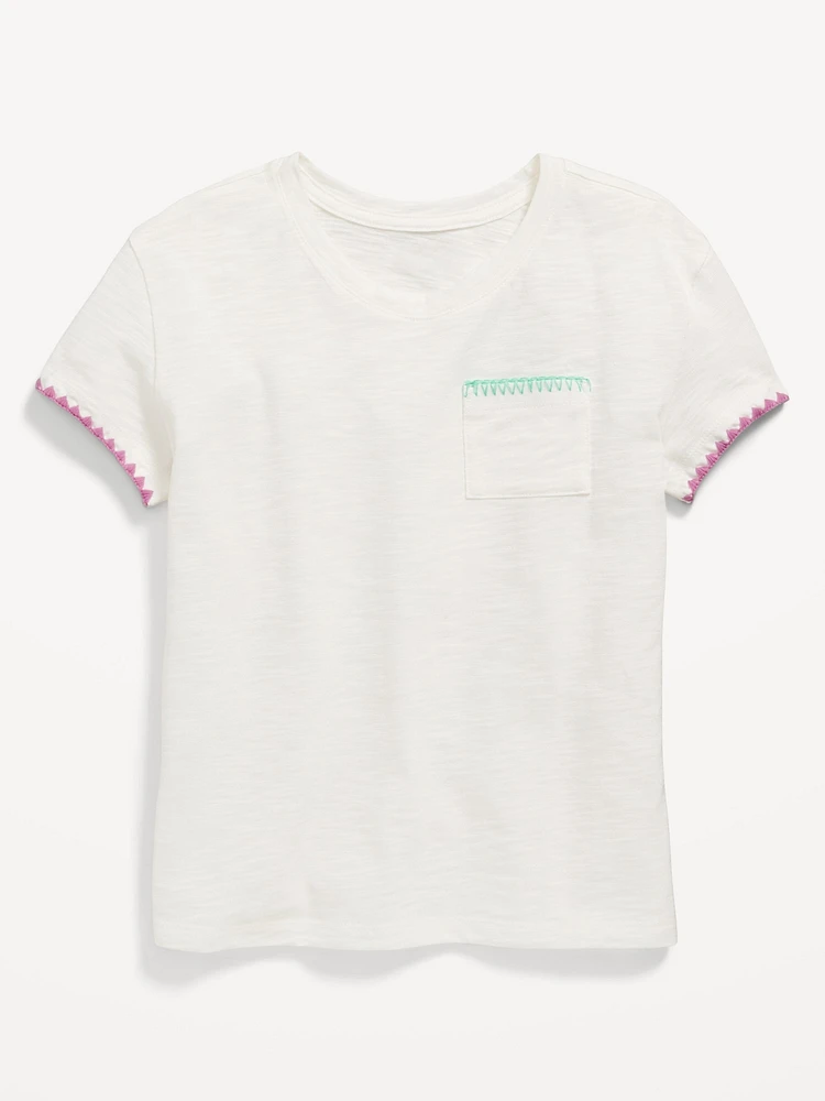 Softest Stitch-Trim Pocket T-Shirt for Girls