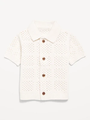 Short-Sleeve Crochet-Knit Shirt for Baby