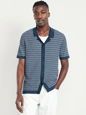 Short-Sleeve Button-Front Sweater