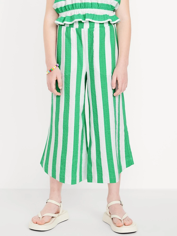 High-Waisted Pucker Wide-Leg Pants for Girls