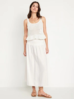 High-Waisted Crinkle Gauze Smocked Maxi Skirt