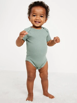 Unisex Short-Sleeve Waffle-Knit Bodysuit for Baby