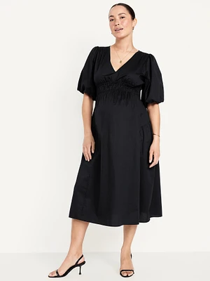 Maternity Waist-Defined Midi Dress