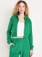 Towel Terry Crop Zip Hoodie