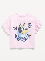 Ruffle-Sleeve Licensed Graphic T-Shirt for Toddler Girls