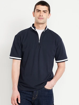 Mock-Neck Pique Quarter Zip