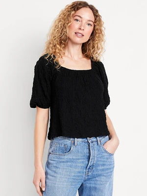 Puff-Sleeve Lace Top