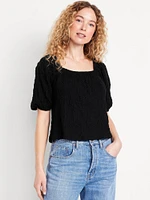 Puff-Sleeve Lace Top