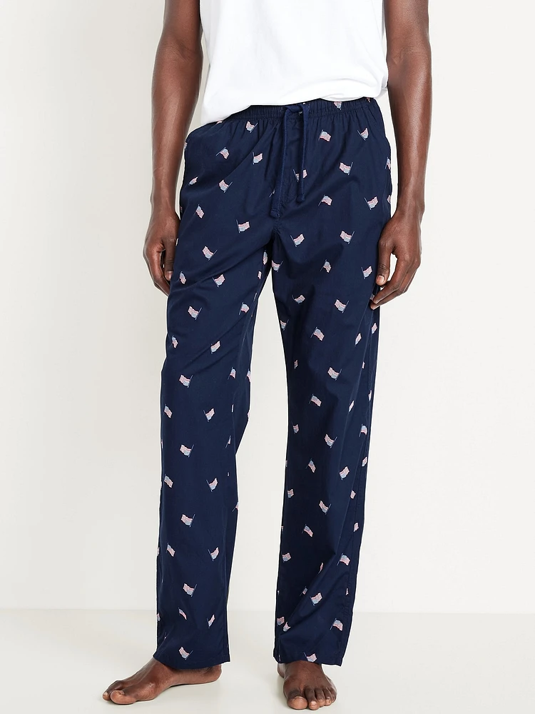 Printed Poplin Pajama Pants