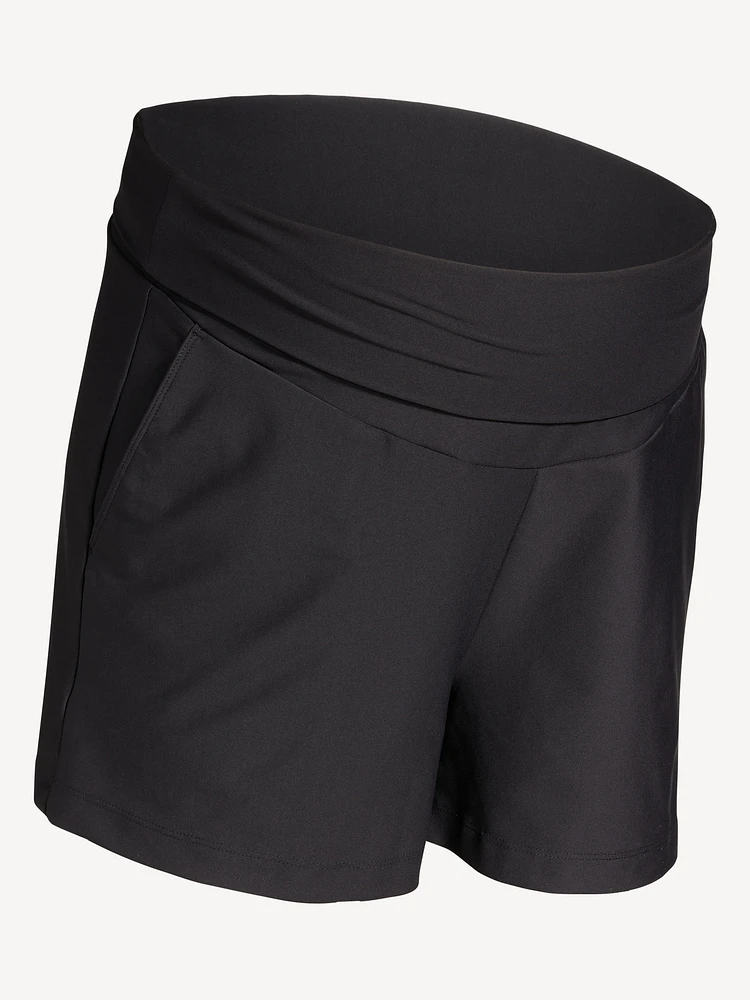 Maternity Rollover-Waist PowerSoft Shorts - 3-inch inseam