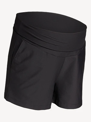 Maternity Rollover-Waist PowerSoft Shorts - 3-inch inseam