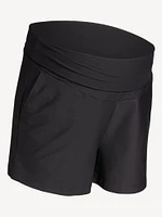 Maternity Rollover-Waist PowerSoft Shorts - 3-inch inseam