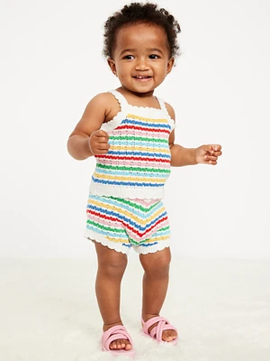 Crochet-Knit Cami Top and Shorts Set for Baby