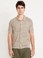 Open-Stitch Sweater Shirt