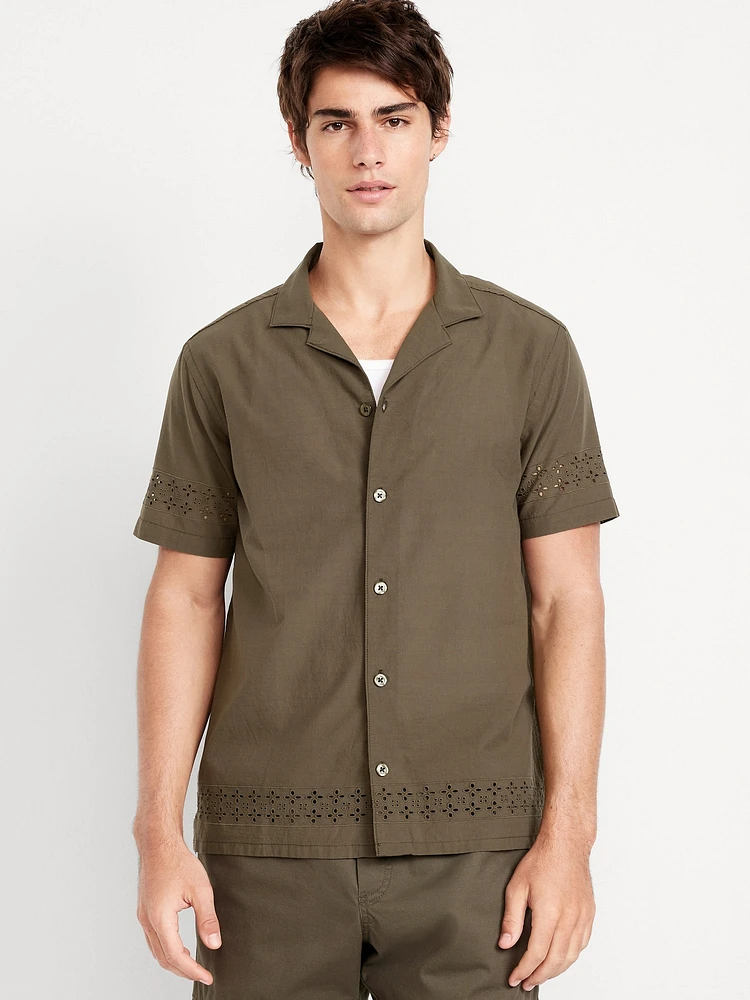 Short-Sleeve Eyelet Camp Shirt