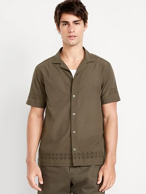 Short-Sleeve Eyelet Camp Shirt