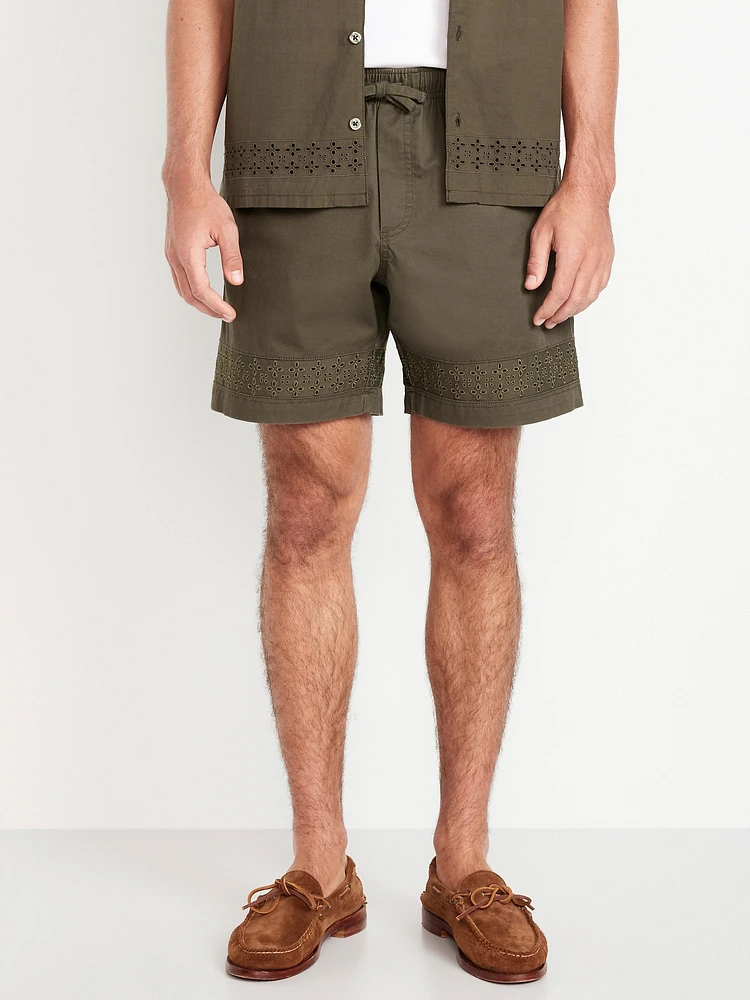 Eyelet-Hem Twill Shorts - 7-inch inseam