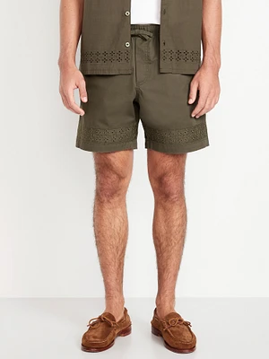 Eyelet-Hem Twill Shorts - 7-inch inseam