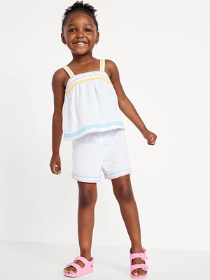 Sleeveless Linen-Blend Top and Shorts Set for Toddler Girls