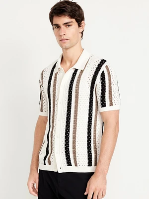 Open-Stitch Sweater Shirt